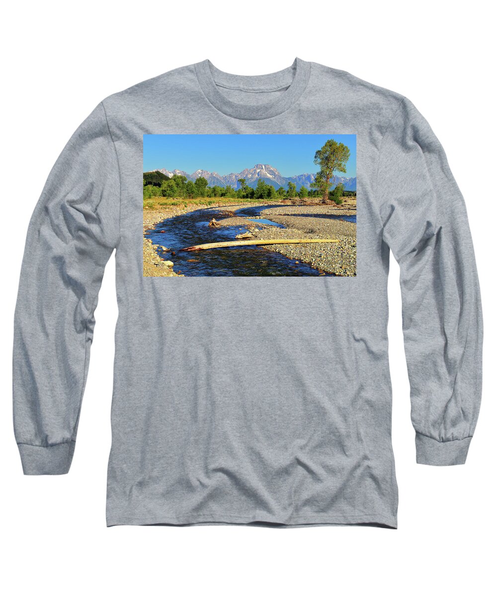 Spread Creek Long Sleeve T-Shirt featuring the photograph Moran From Spread Creek by Greg Norrell