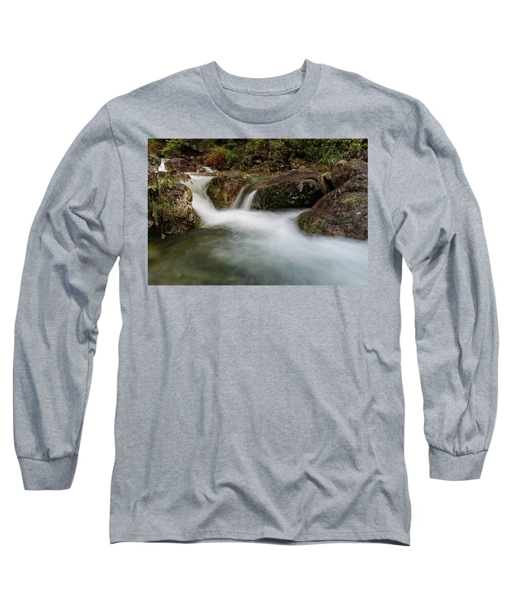 Waterfall Long Sleeve T-Shirt featuring the photograph Mountain Waterfall IV by William Dickman