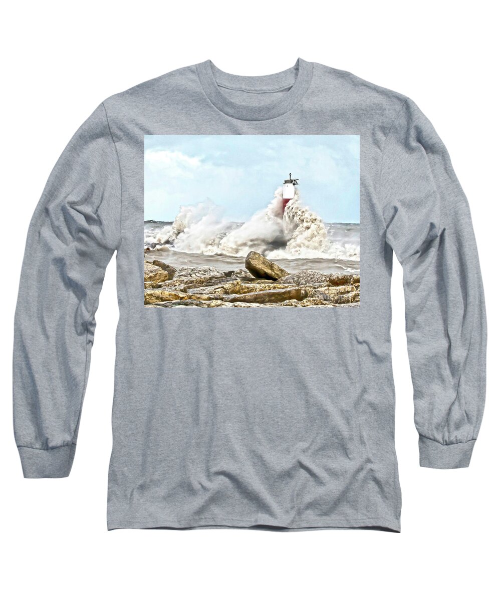 Lighthouse Art Long Sleeve T-Shirt featuring the photograph November Fury by Billy Knight