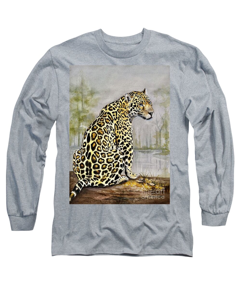 Wild Animal Long Sleeve T-Shirt featuring the painting On Watch by Jeanette Ferguson