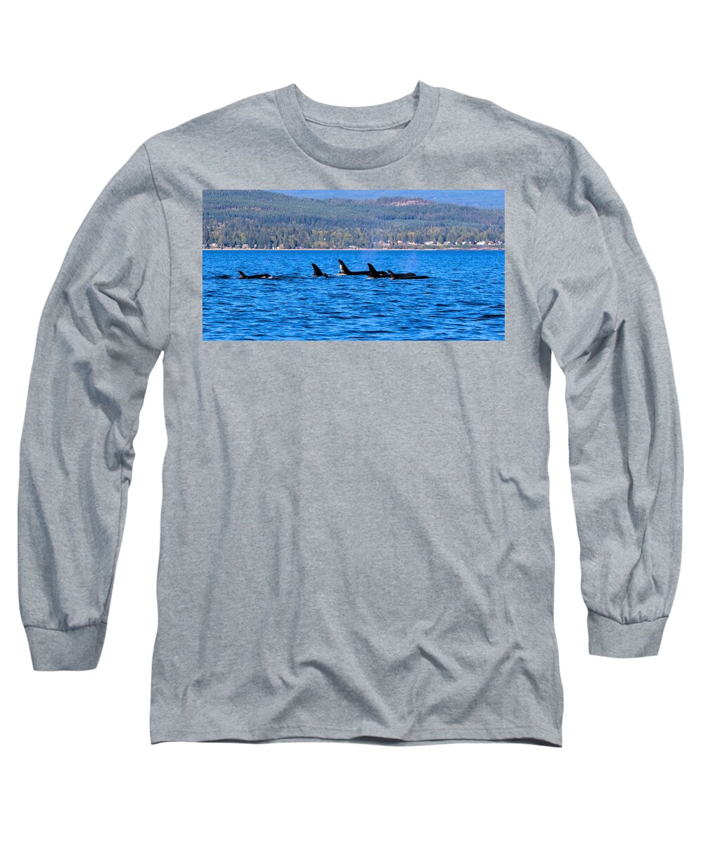 Orca Long Sleeve T-Shirt featuring the photograph Orca Family by Michelle Pennell