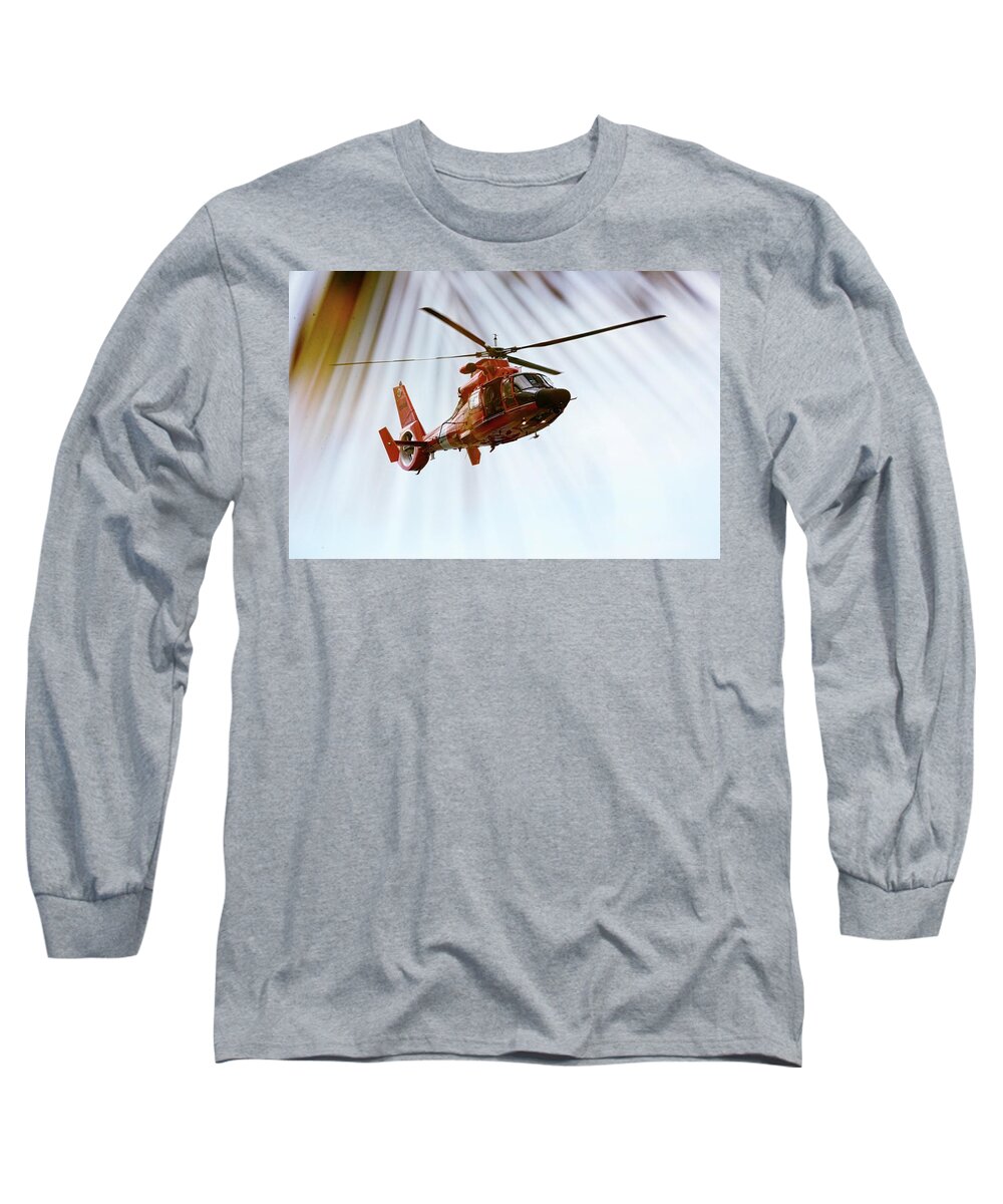 Helicopter Long Sleeve T-Shirt featuring the photograph Palm Chopper by Climate Change VI - Sales