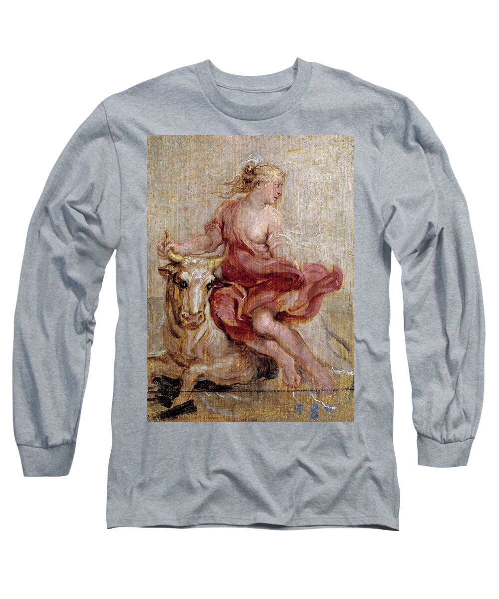 Europa Long Sleeve T-Shirt featuring the painting Pedro Pablo Rubens / 'The Rape of Europe', 1636-1637, Flemish School. Europa. by Peter Paul Rubens -1577-1640-