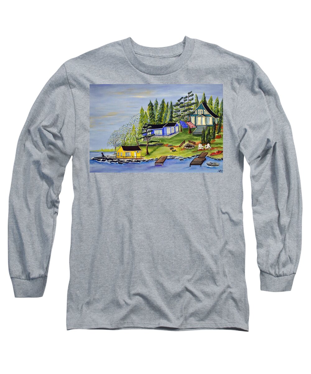 Abstract Long Sleeve T-Shirt featuring the painting Pencil Lake by Heather Lovat-Fraser