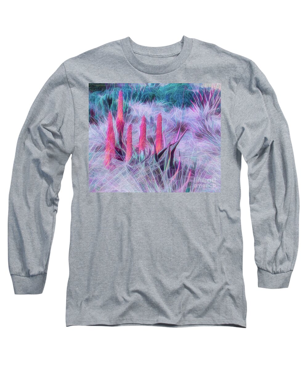 Art Long Sleeve T-Shirt featuring the photograph Poker Plants in Pinks and Blues by Roslyn Wilkins