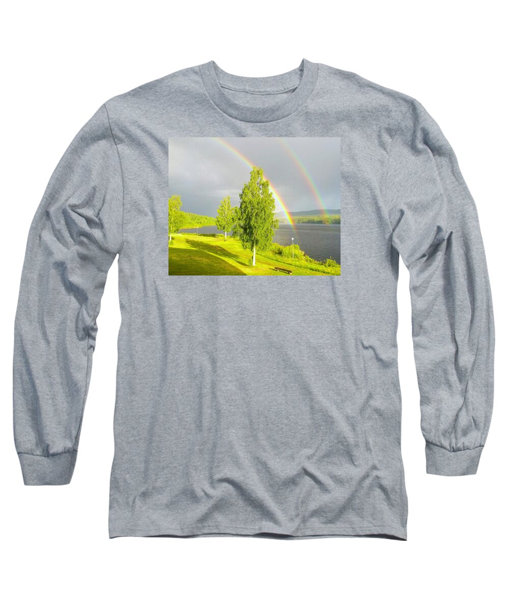 Pite River (piteälven) Long Sleeve T-Shirt featuring the photograph River Rainbows by Debra Grace Addison
