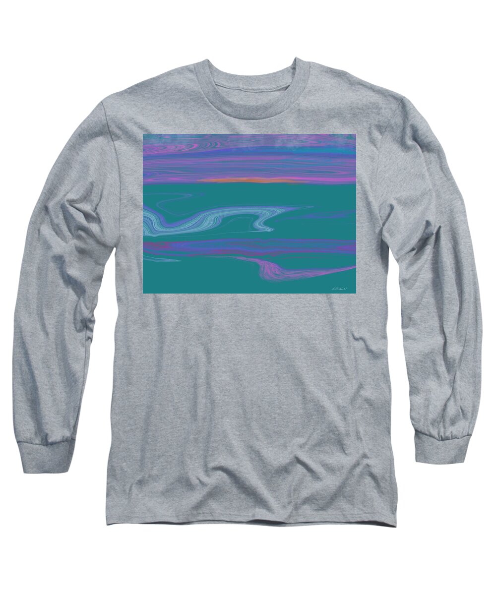 Rivers Long Sleeve T-Shirt featuring the digital art Rivers of Color by Linda L Brobeck