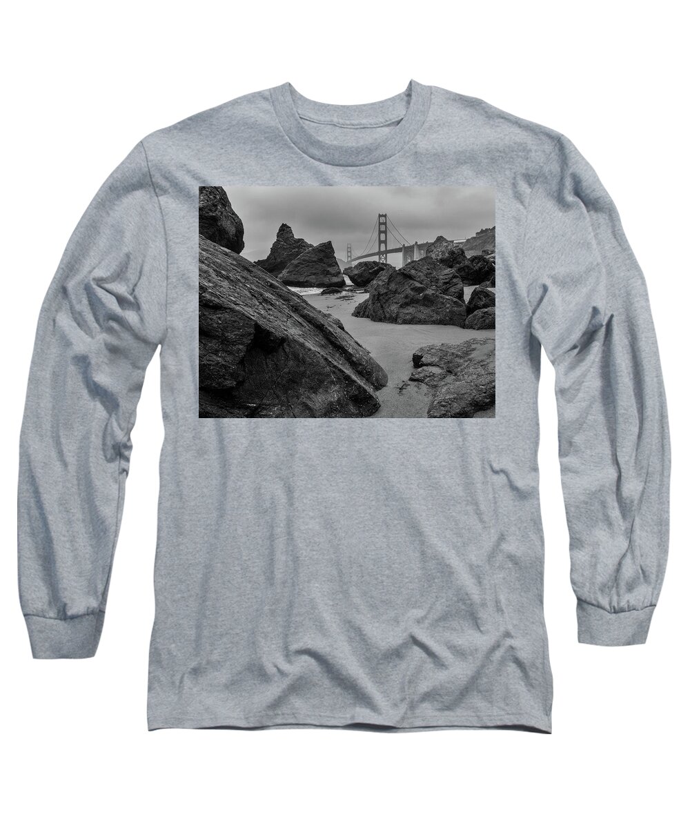 S.f. Long Sleeve T-Shirt featuring the photograph Rocky Marshall's Beach by Mike Long