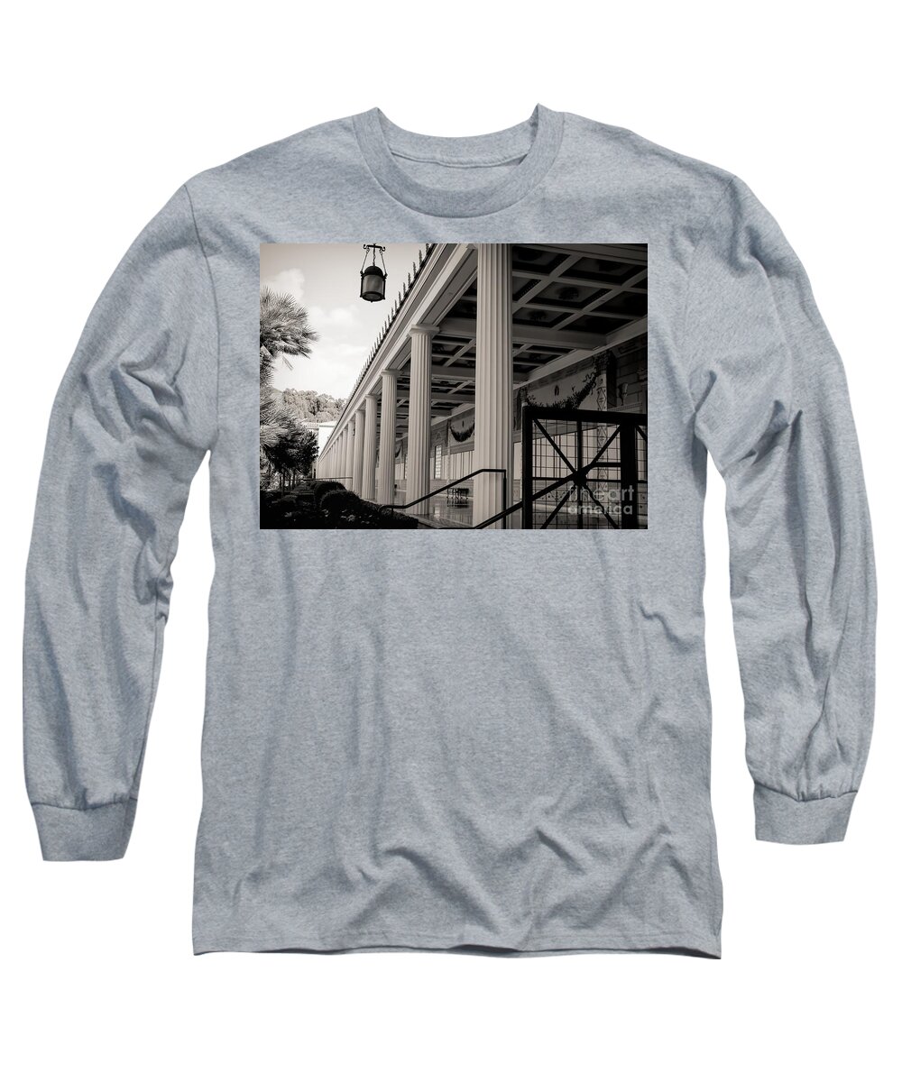 Getty Long Sleeve T-Shirt featuring the photograph Roman Column Exterior Getty Villa by Chuck Kuhn