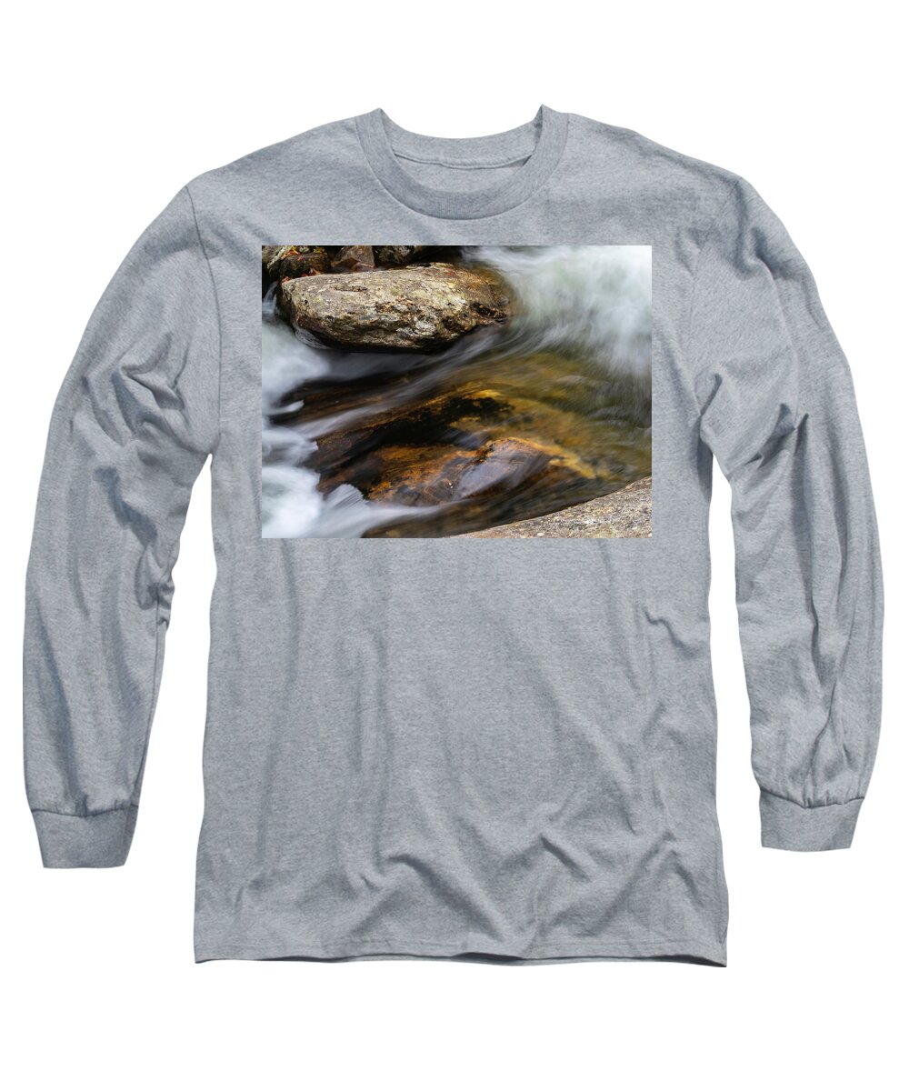 Blueridge Long Sleeve T-Shirt featuring the photograph Rushing Water by Peggy Blackwell