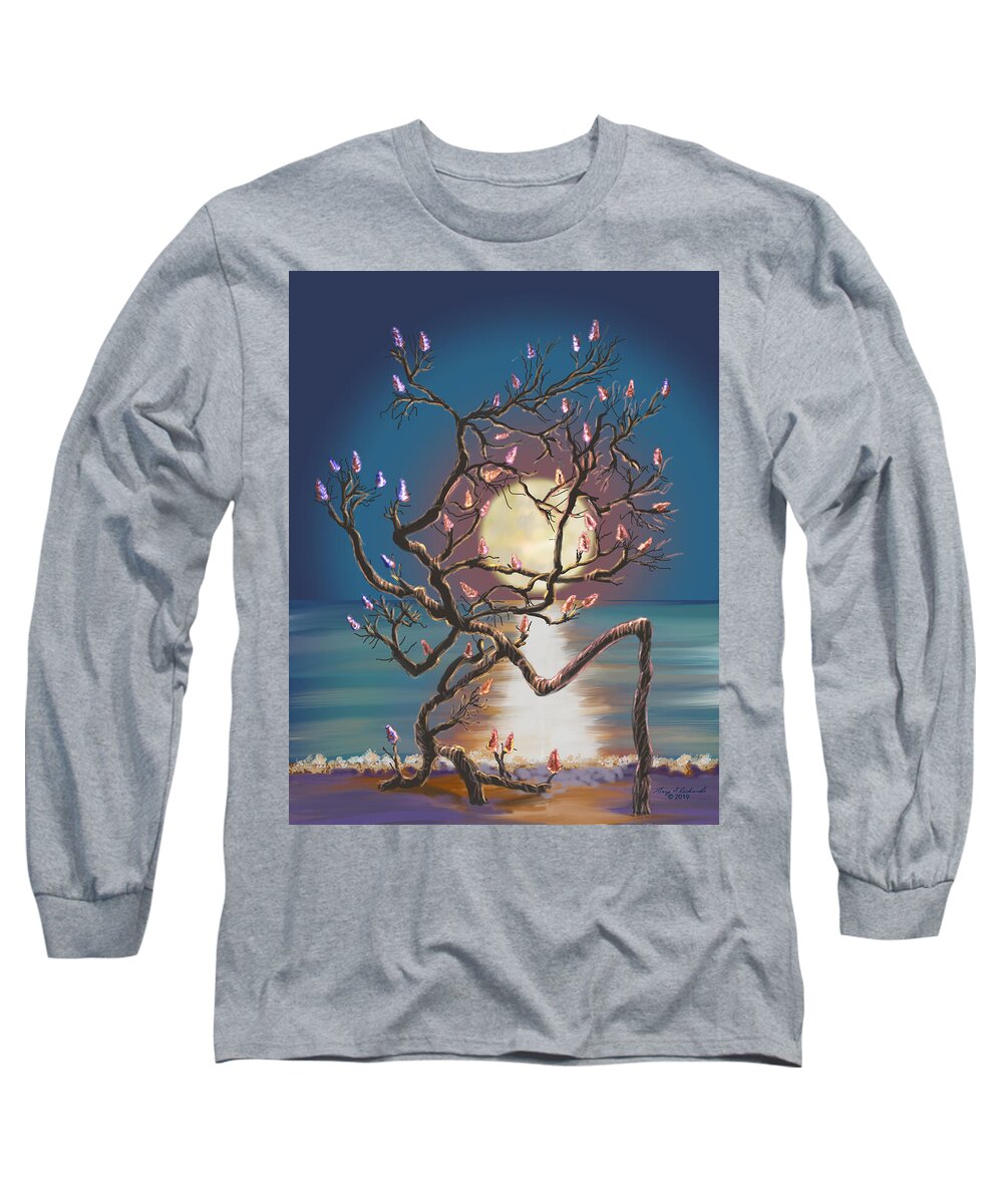 Lido Beach Long Sleeve T-Shirt featuring the digital art Shell Tree Glow by Gary F Richards