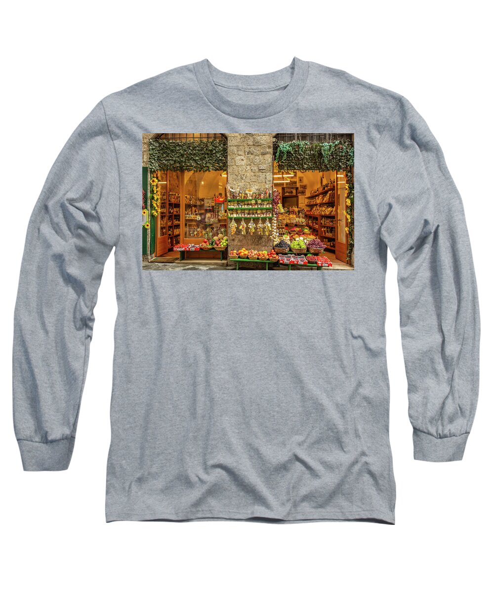 Siena Long Sleeve T-Shirt featuring the photograph Siena Market by Marcy Wielfaert