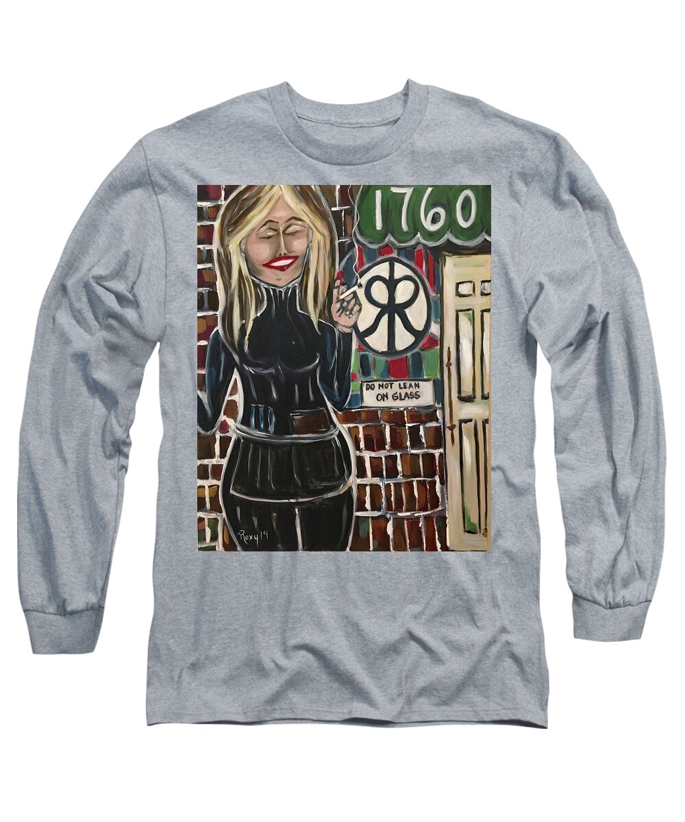 Bartender Long Sleeve T-Shirt featuring the painting Smoke Break by Roxy Rich