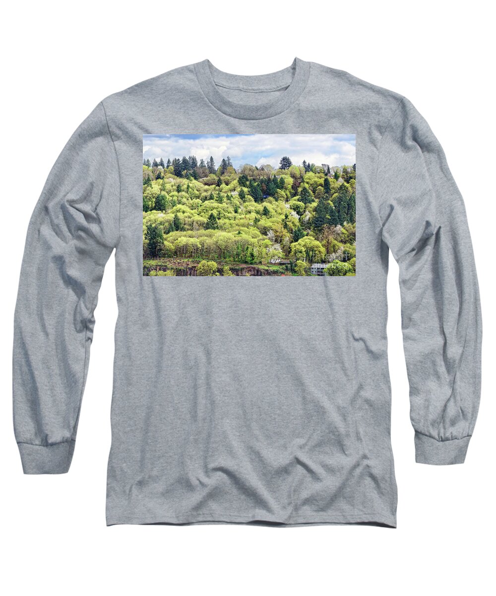 Spring Color Long Sleeve T-Shirt featuring the photograph Springtime mixed conifer and deciduous trees by Robert C Paulson Jr