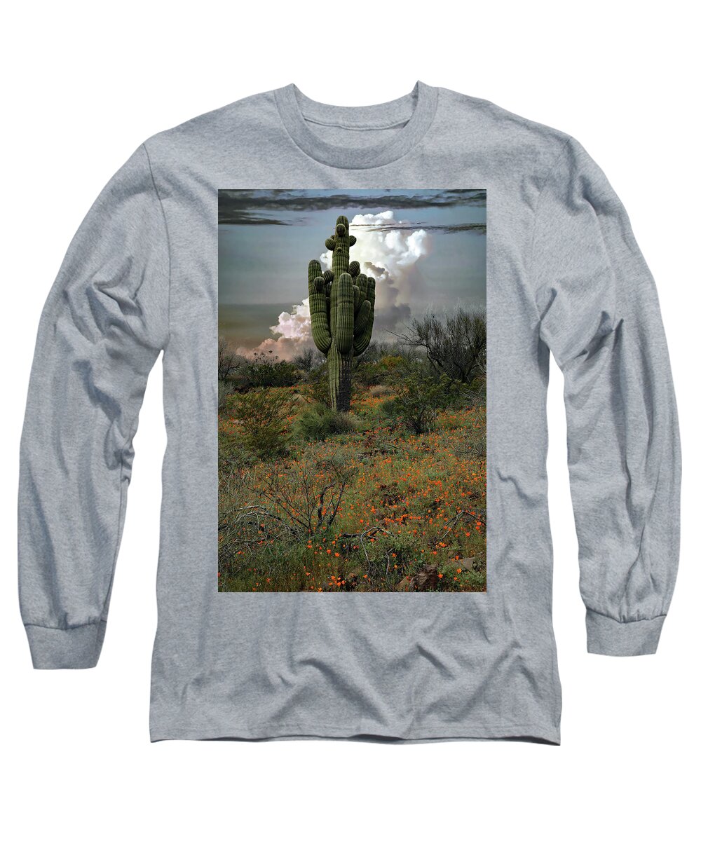 Cactus Long Sleeve T-Shirt featuring the photograph Springtime Saguaro by Hans Brakob