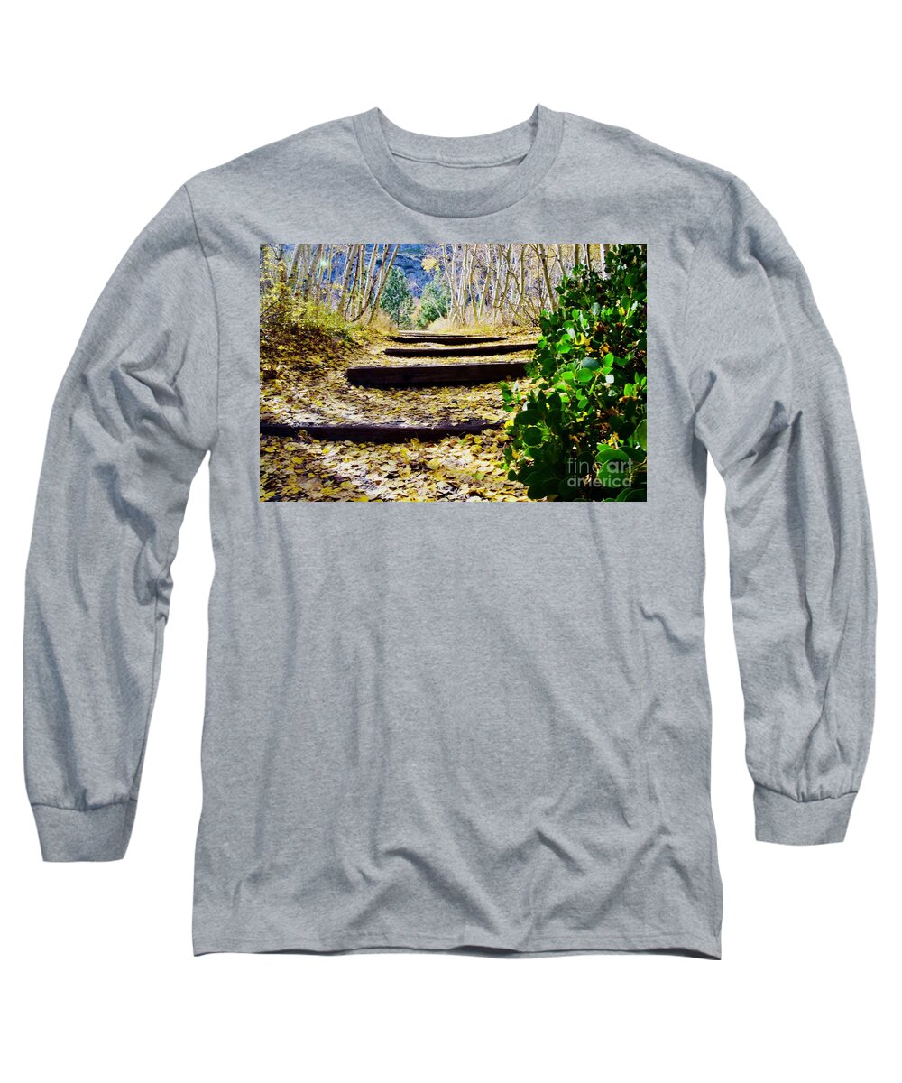 Fall Long Sleeve T-Shirt featuring the photograph Stairs to Autumn by Johanne Peale