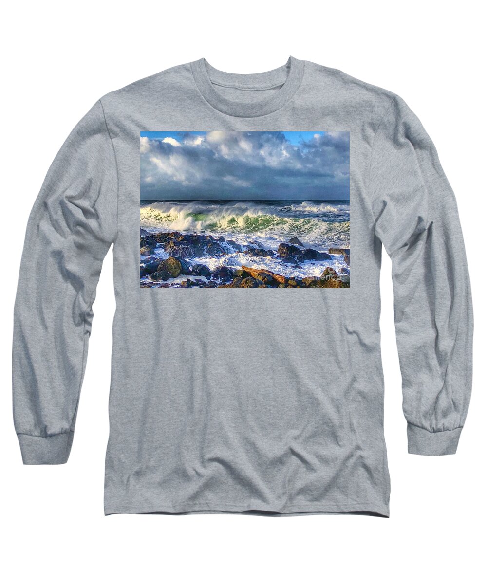 Winter Long Sleeve T-Shirt featuring the photograph Sunbreak Waves by Jeanette French