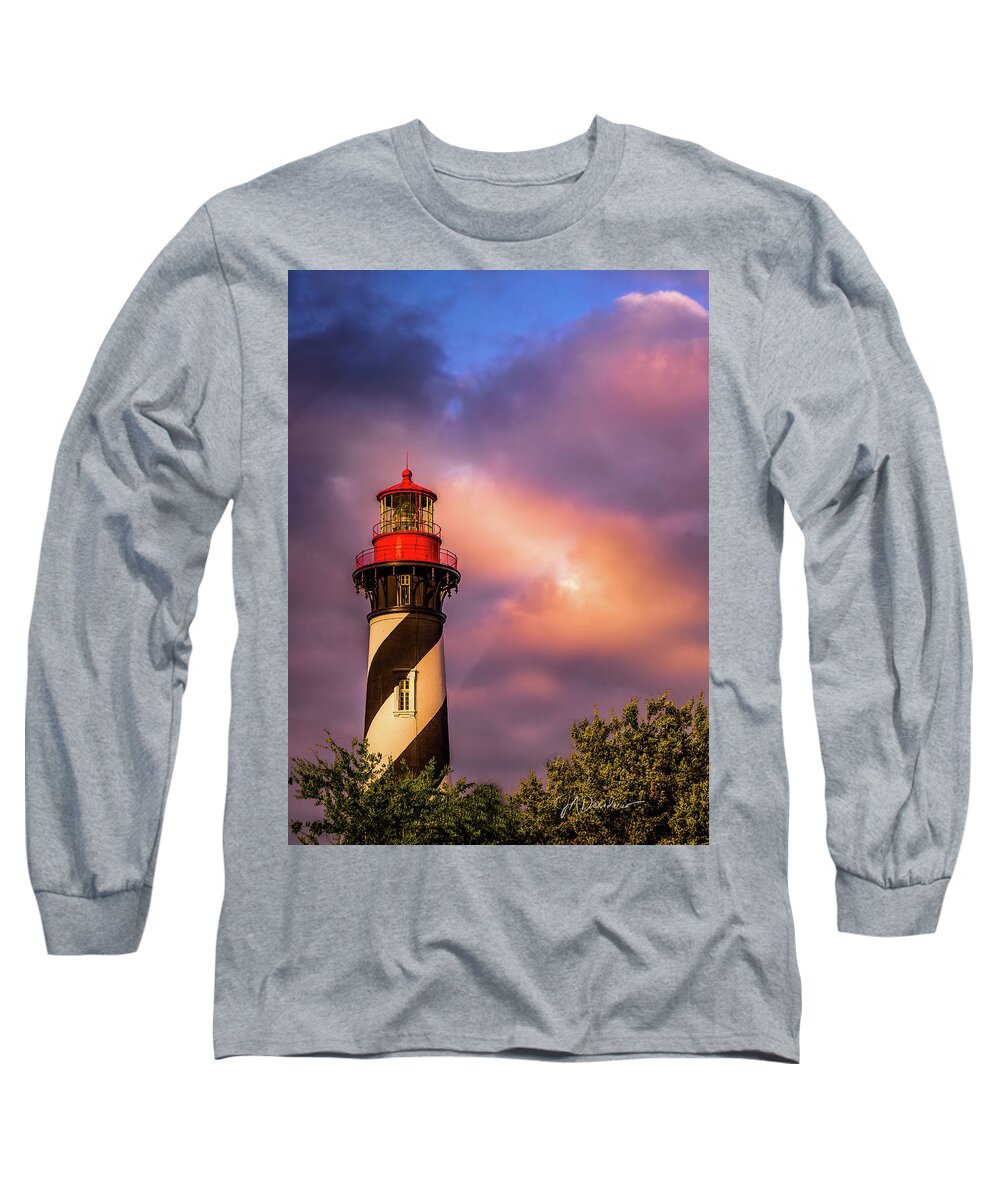 St Augustine Long Sleeve T-Shirt featuring the photograph Sunlit Lighthouse by Joseph Desiderio