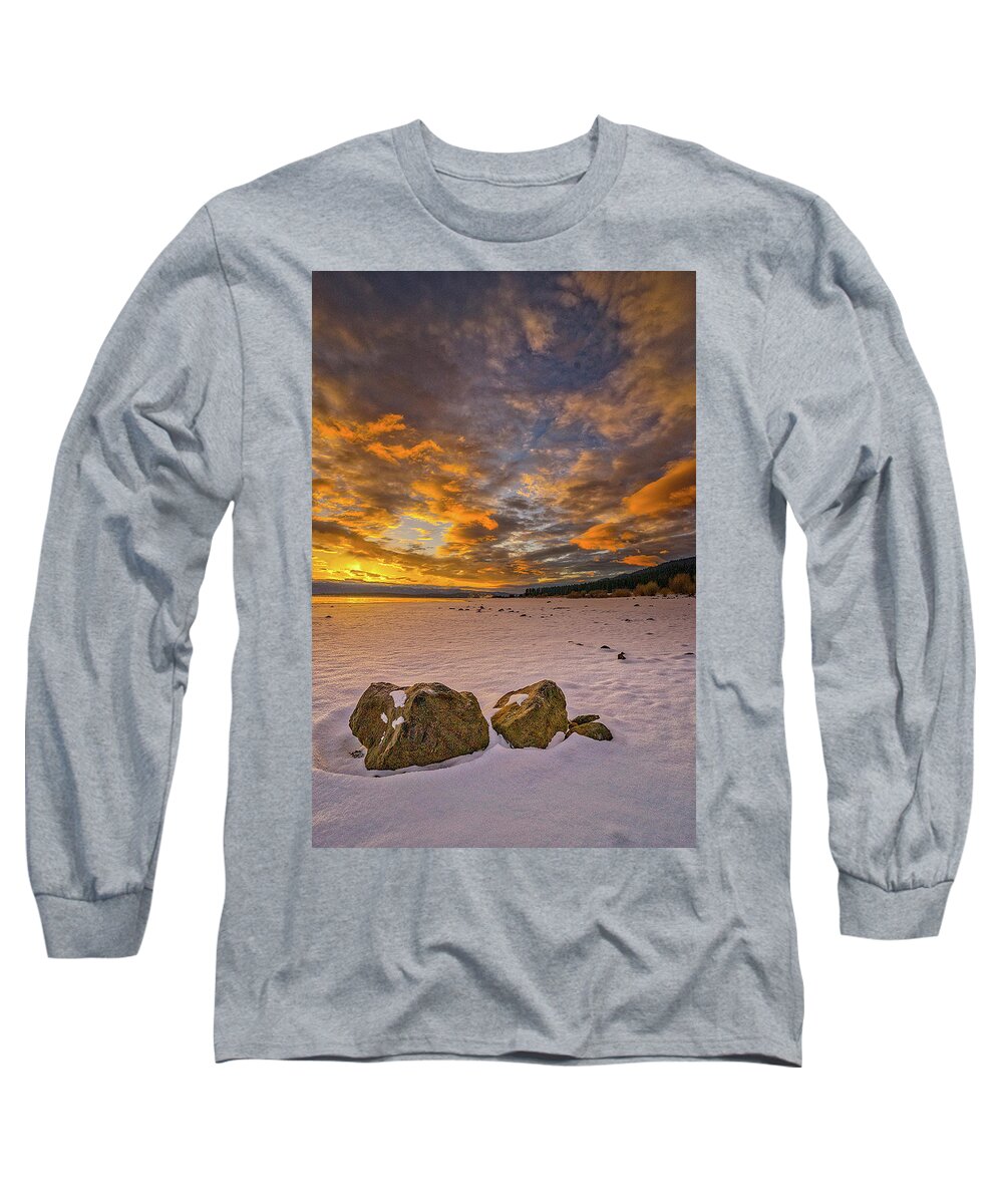 Snow Long Sleeve T-Shirt featuring the photograph Sunrise Rocks by Tom Gresham