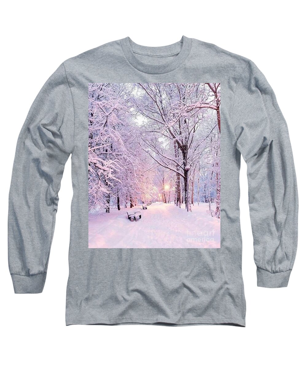Sunset Long Sleeve T-Shirt featuring the photograph Sunset at winter by Natalia Wallwork