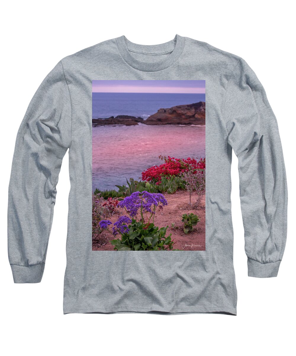 Ocean Long Sleeve T-Shirt featuring the photograph Sunset Beach Flowers by Aaron Burrows