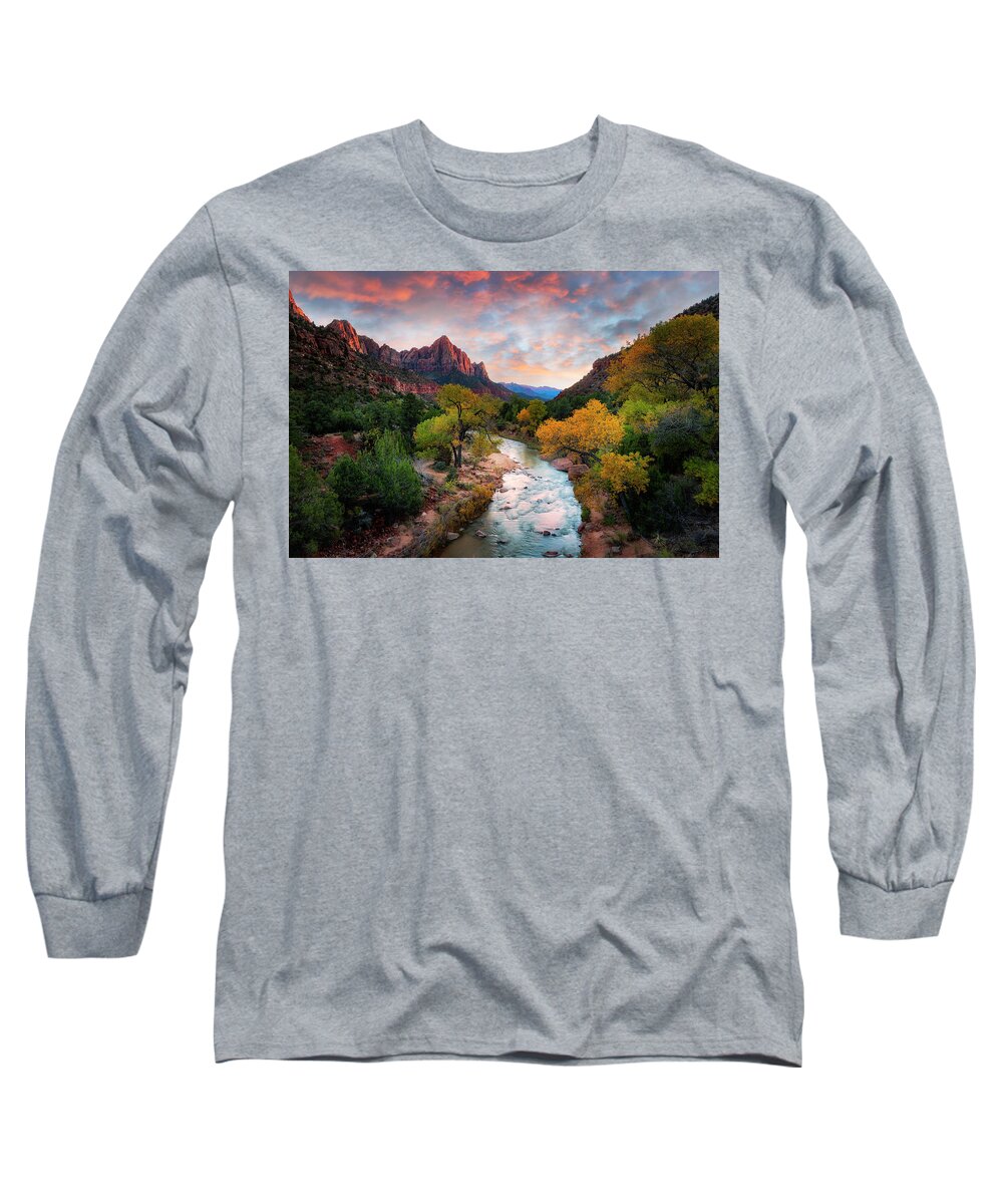 Sunset Long Sleeve T-Shirt featuring the photograph Sunset in Zion by Michael Ash