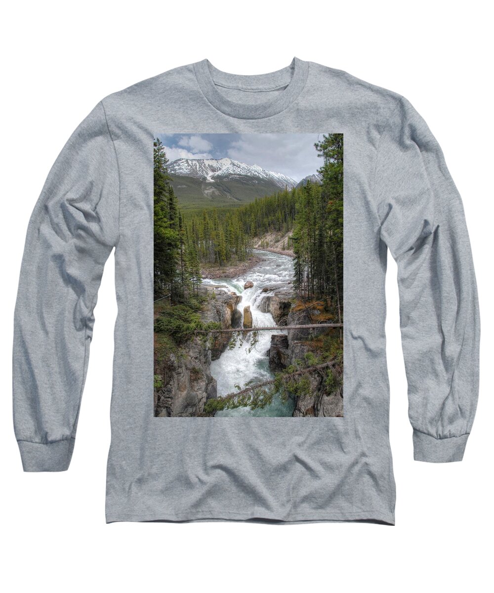 Sunwapta Long Sleeve T-Shirt featuring the photograph Sunwapta Falls, Jasper N.P. Alberta, Canada by Dyle Warren