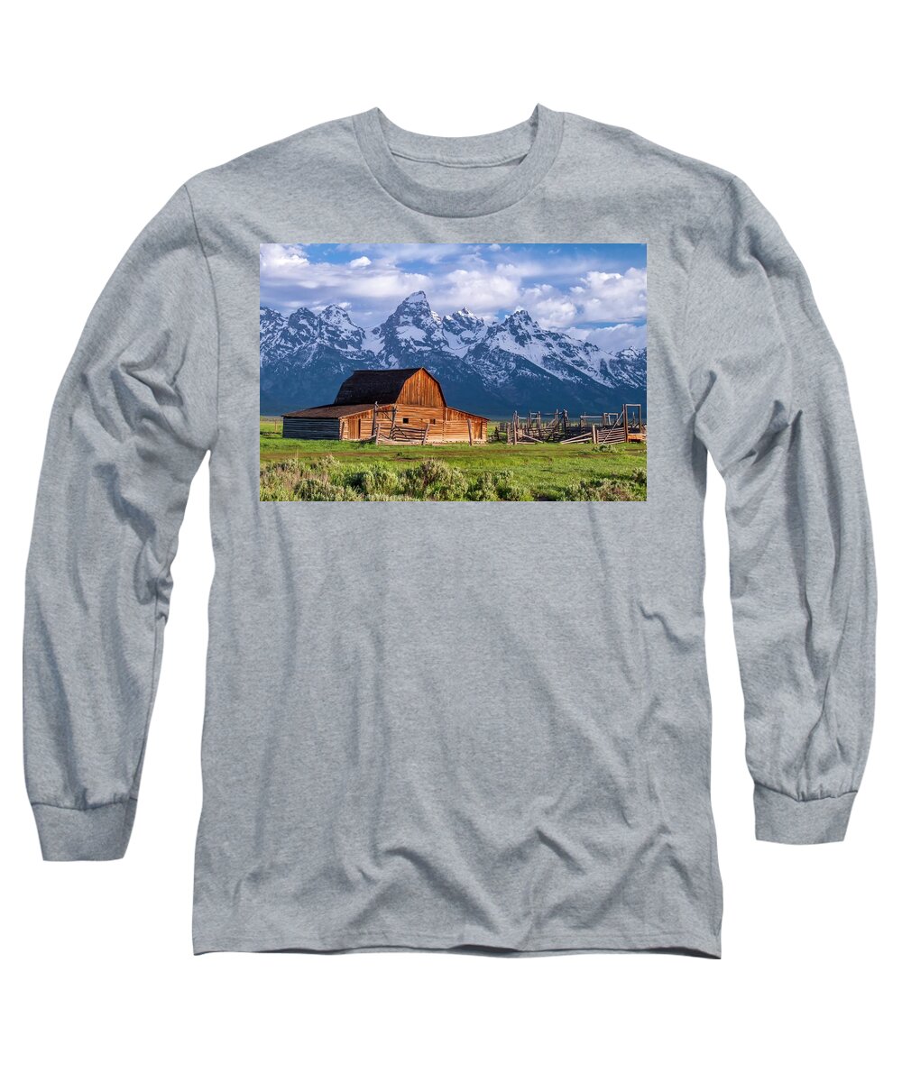 Mountains Long Sleeve T-Shirt featuring the photograph Tetons in the Backyard by Harriet Feagin