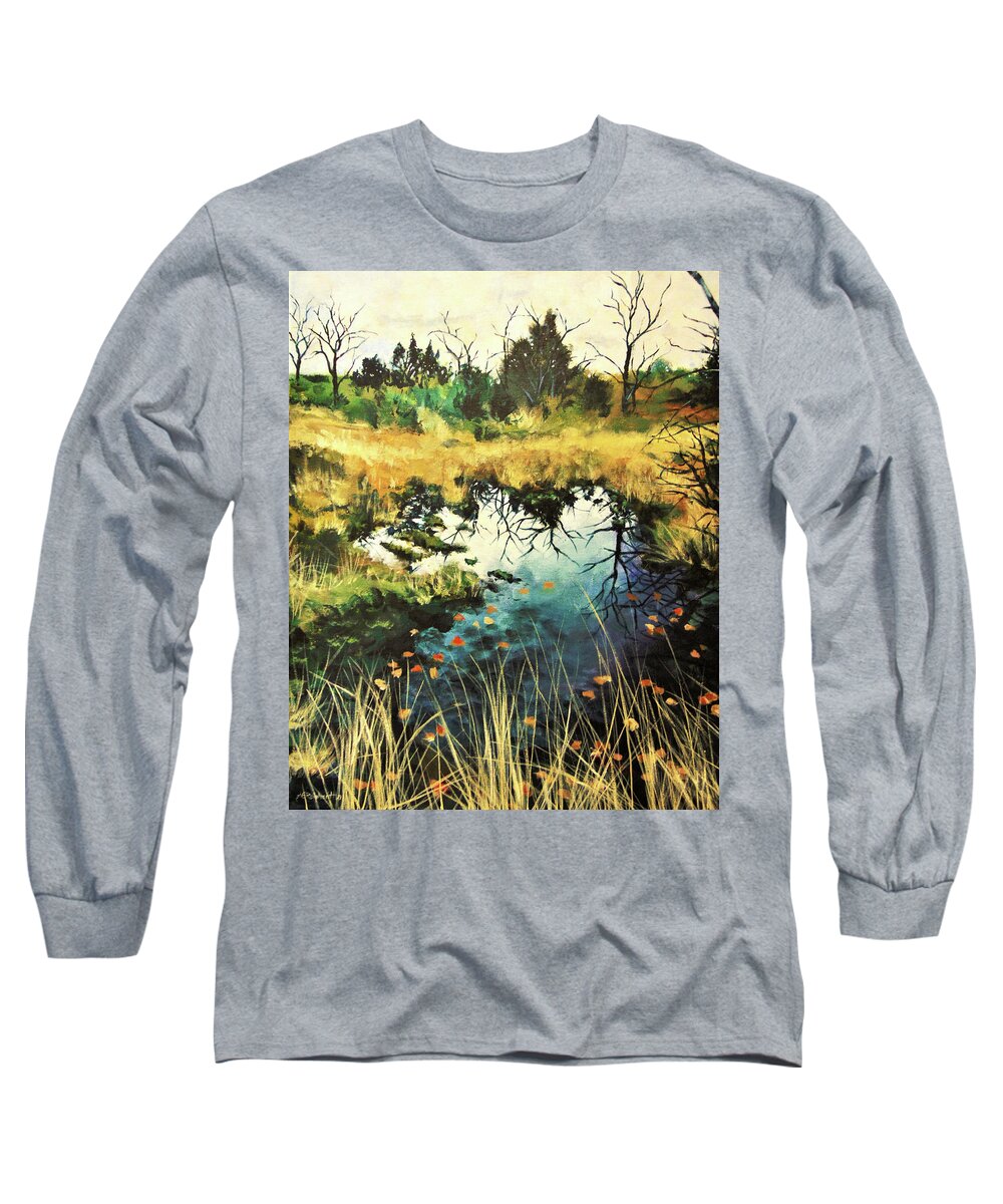 Landscape Long Sleeve T-Shirt featuring the painting Texas Mudhole by Jason Reinhardt