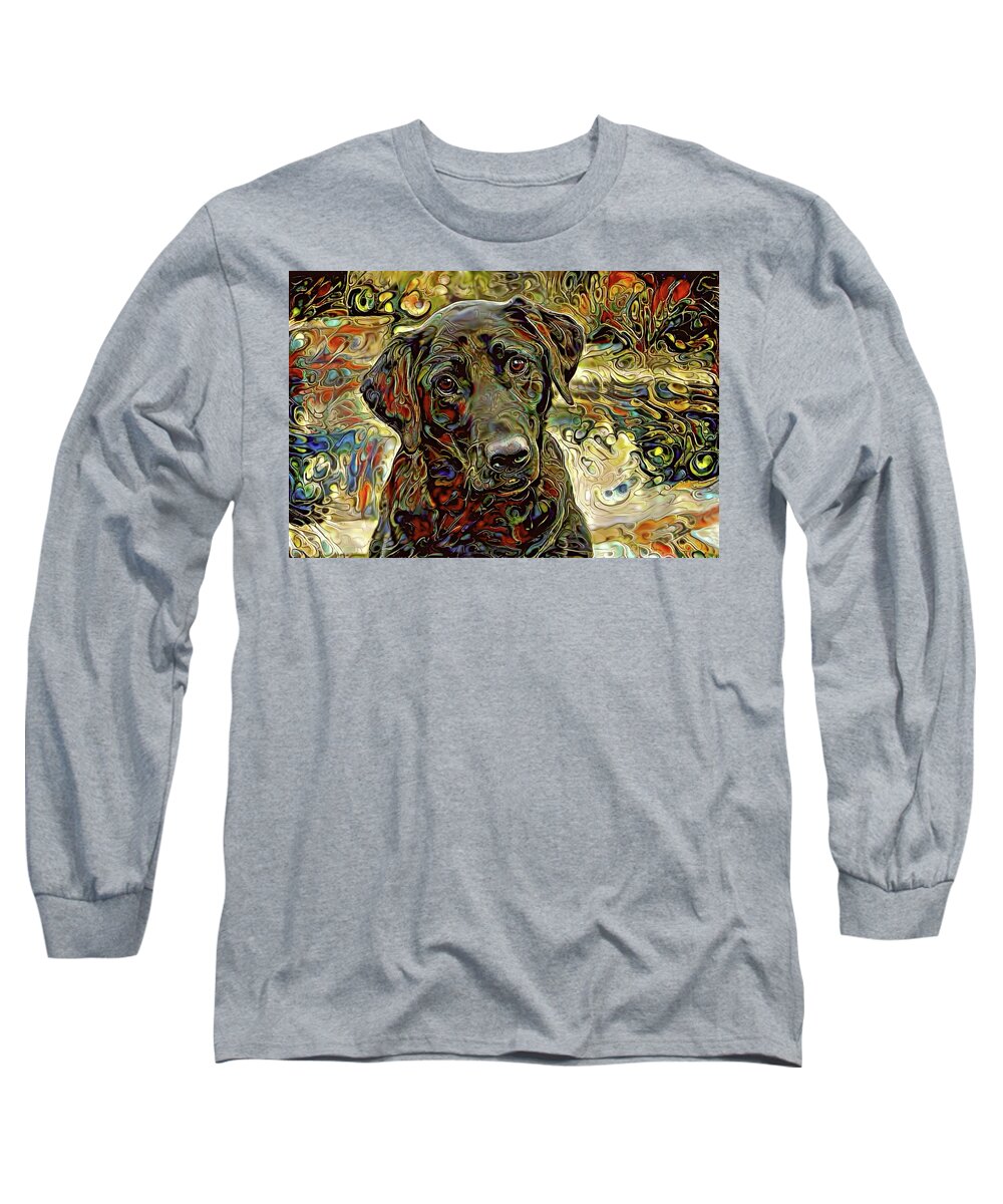Dog Long Sleeve T-Shirt featuring the mixed media That Look by Peggy Collins