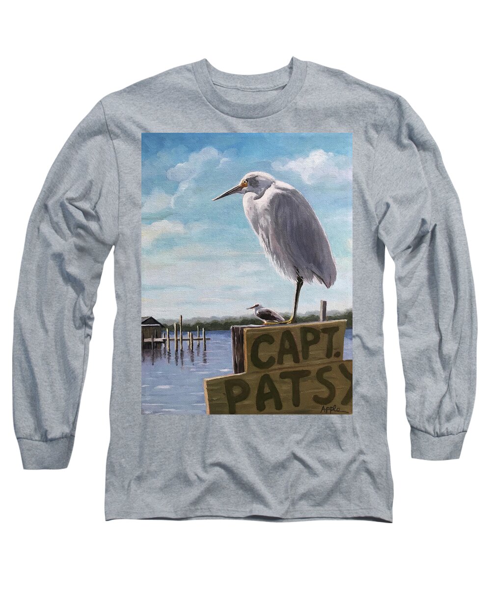 Seascape Long Sleeve T-Shirt featuring the painting The Guardians - Florida oil painting by Linda Apple