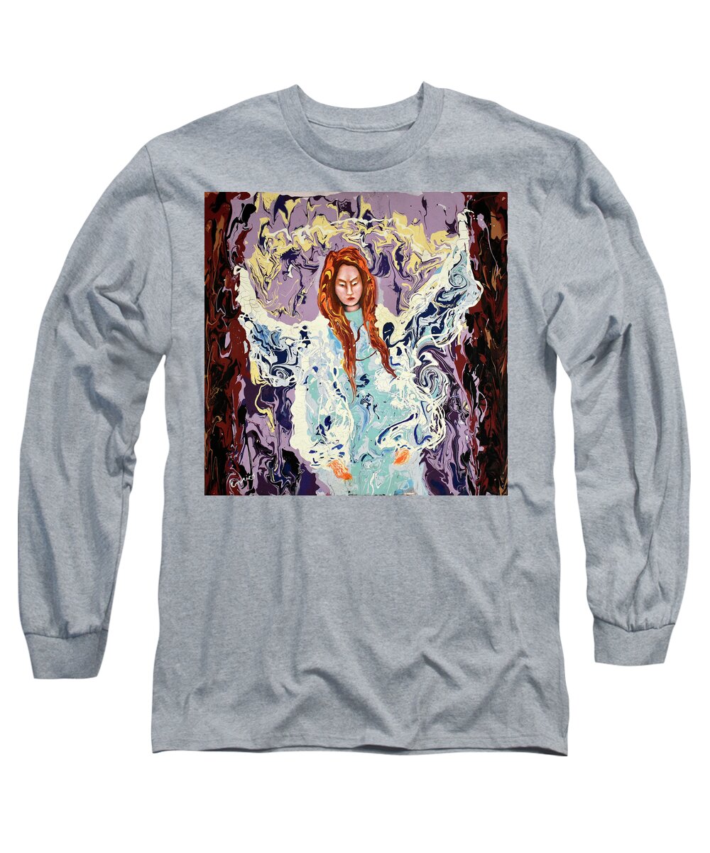Symbolism Long Sleeve T-Shirt featuring the painting The Messenger by Art Enrico
