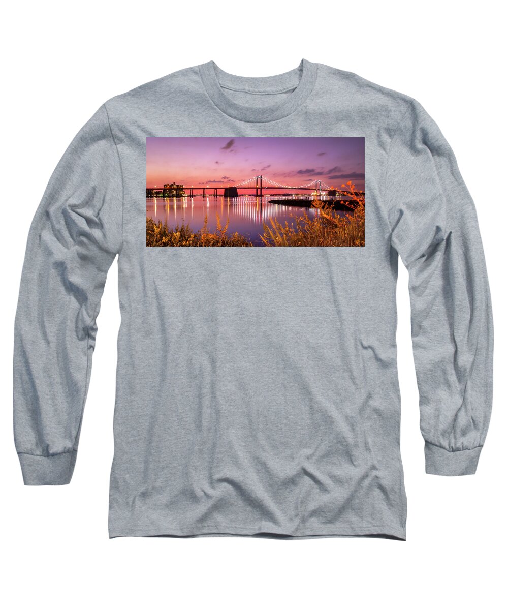 Bridge Long Sleeve T-Shirt featuring the photograph Throgs Neck Bridge Sunset by John Randazzo