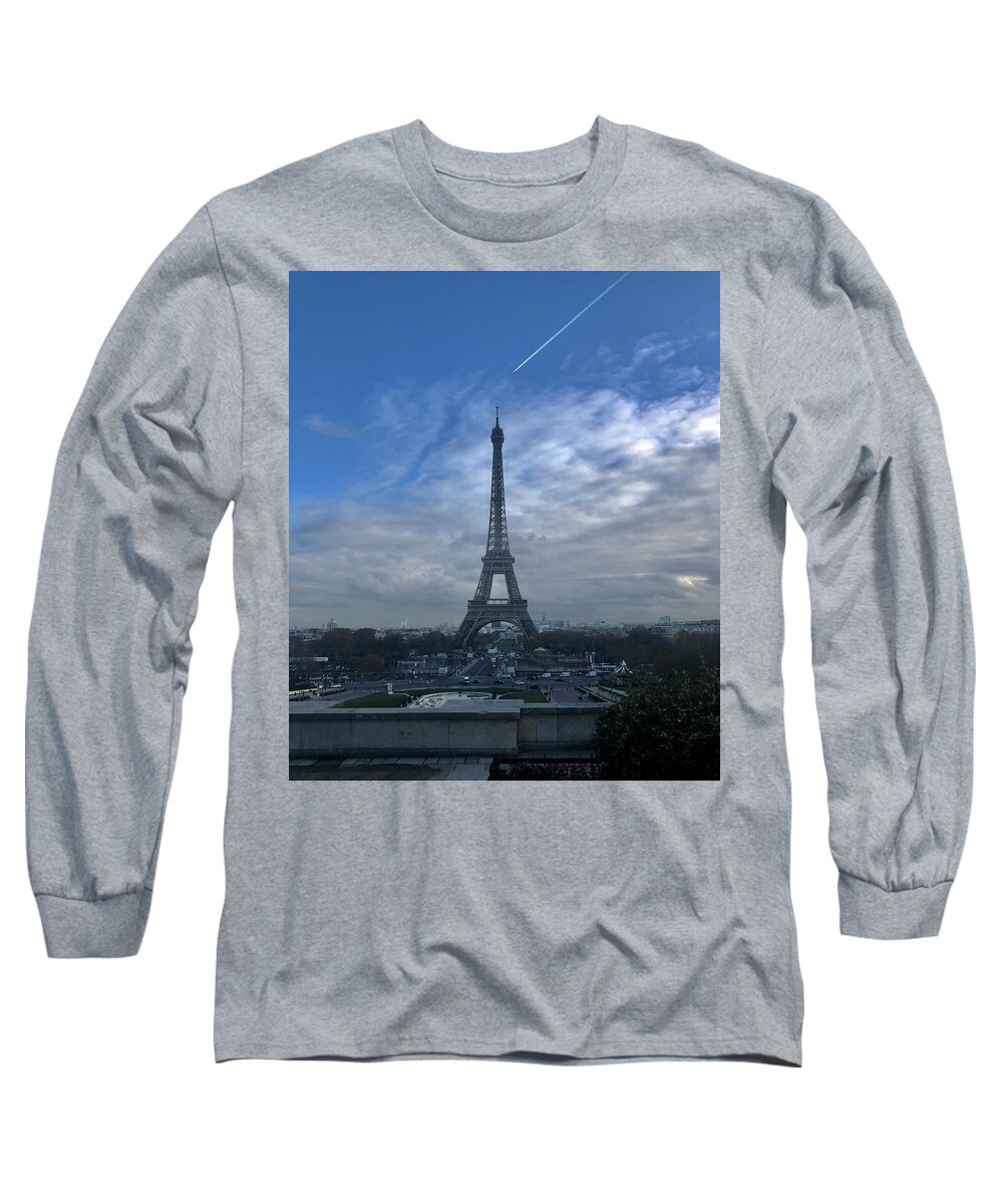 Paris Long Sleeve T-Shirt featuring the mixed media Tour Eiffel by Lauren Serene