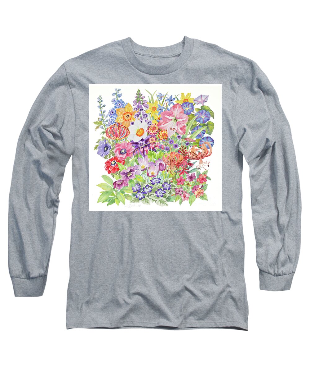Floral Long Sleeve T-Shirt featuring the painting Toxic Tango IV Fateful Flowers by Lucy Arnold
