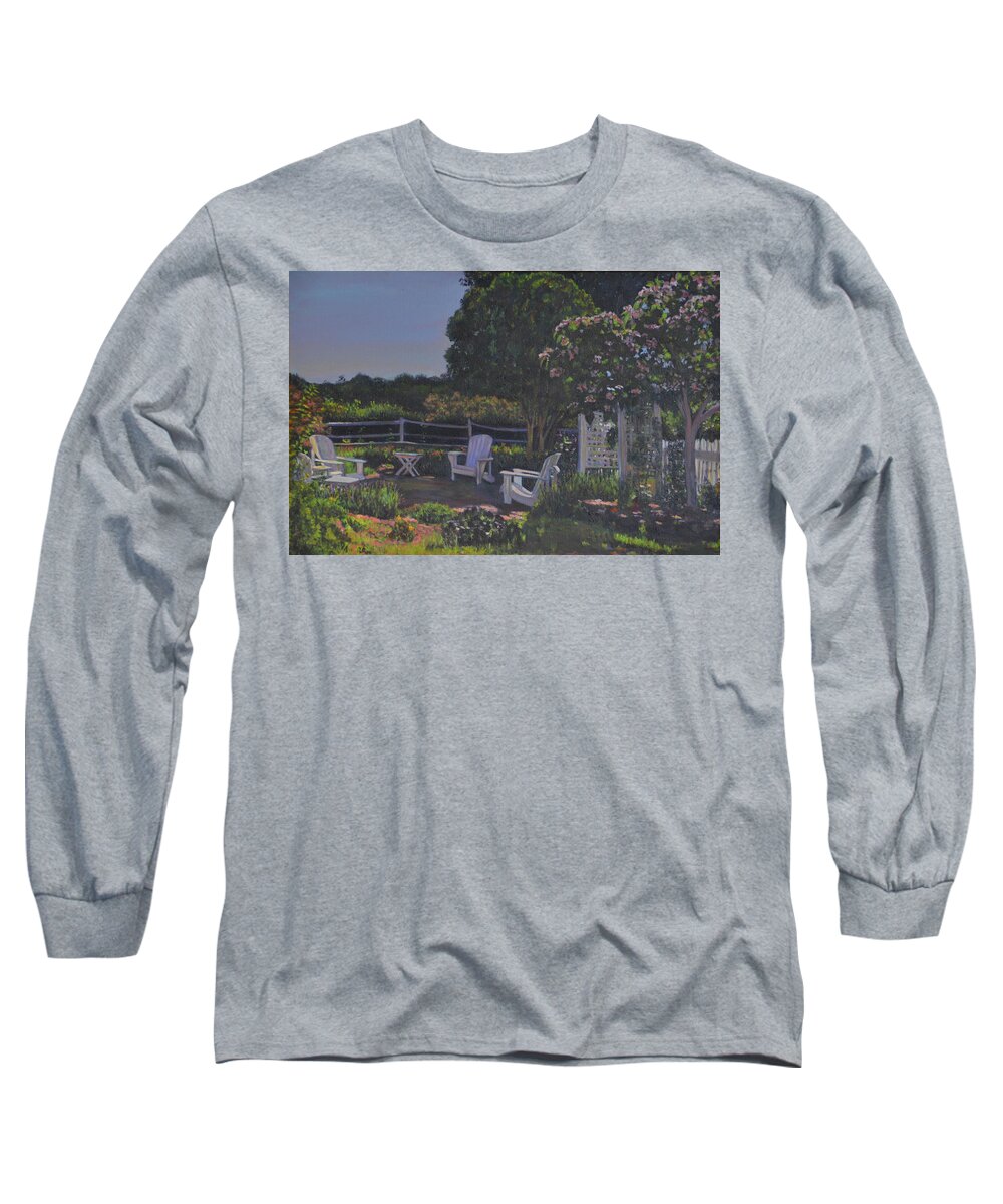 Wellfleet Ma Long Sleeve T-Shirt featuring the painting Wellfleet Garden by Beth Riso