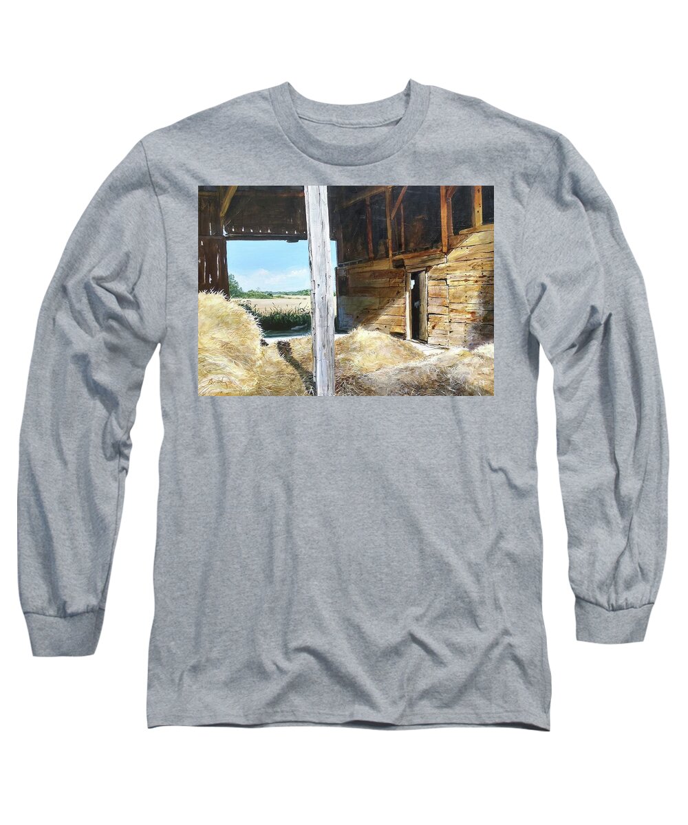 Barn Long Sleeve T-Shirt featuring the painting While The Sun Shines by William Brody