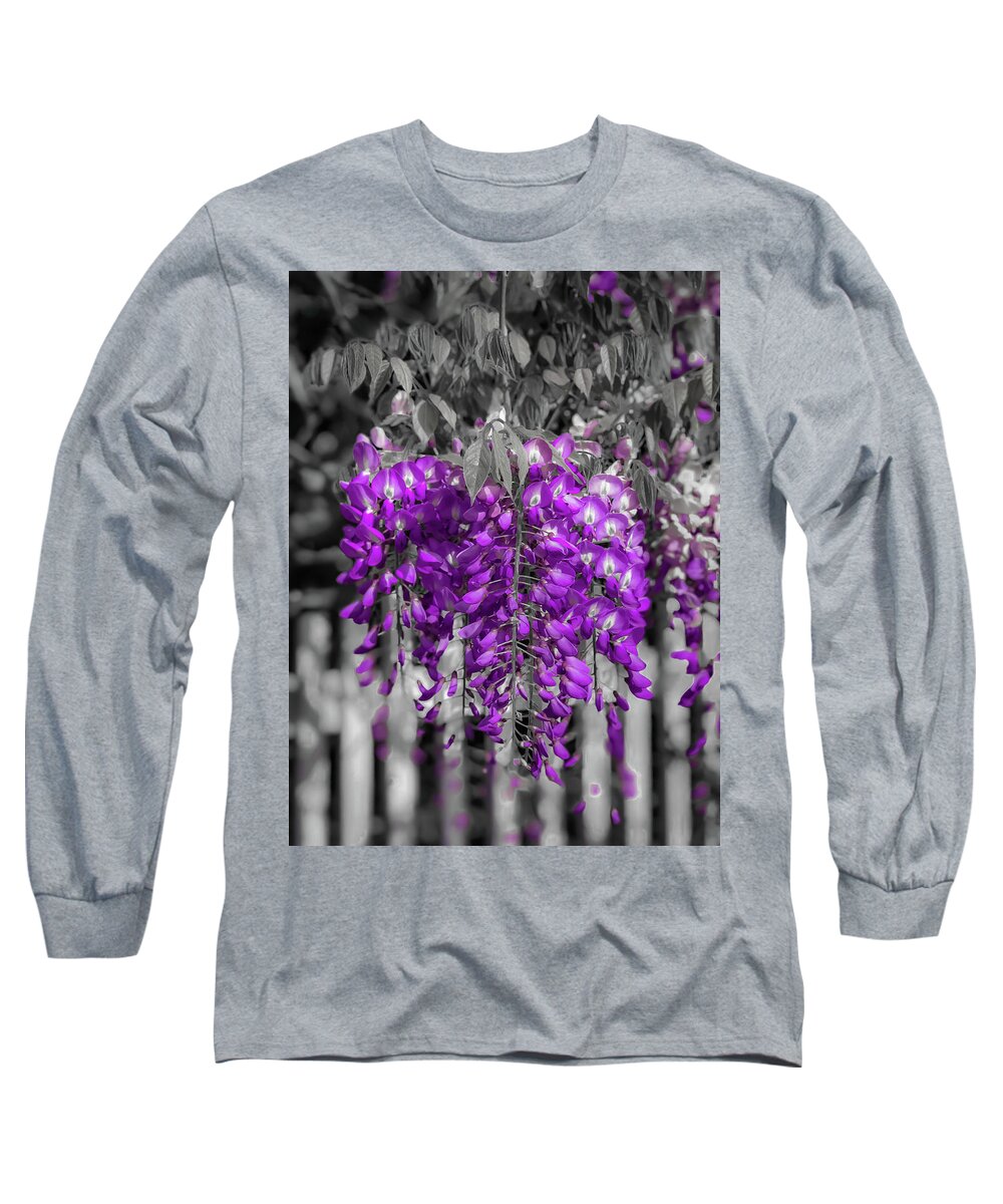 Wisteria Long Sleeve T-Shirt featuring the photograph Wisteria Falling by Lora J Wilson