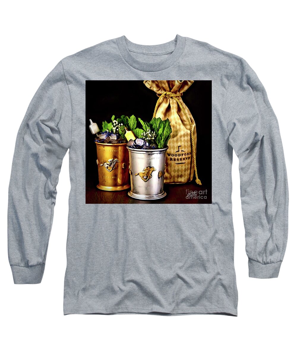 Cocktail Long Sleeve T-Shirt featuring the digital art Woodford Reserve Mint Julep by CAC Graphics