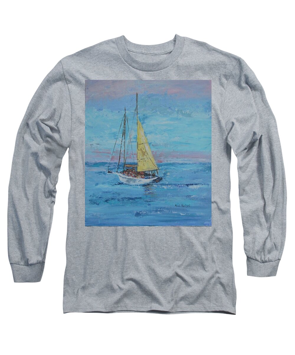 Painting Long Sleeve T-Shirt featuring the painting Yellow Sail by Paula Pagliughi