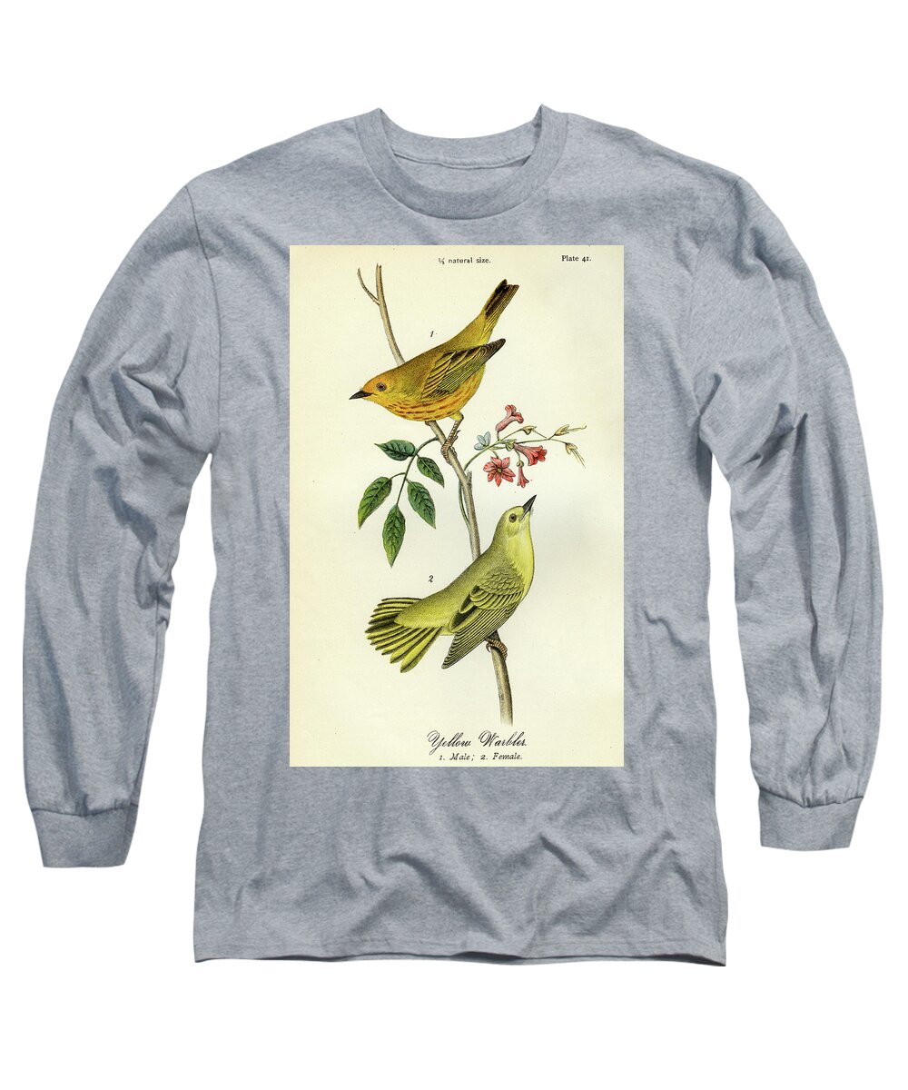 Bird Long Sleeve T-Shirt featuring the mixed media Yellow Warbler by Unknown