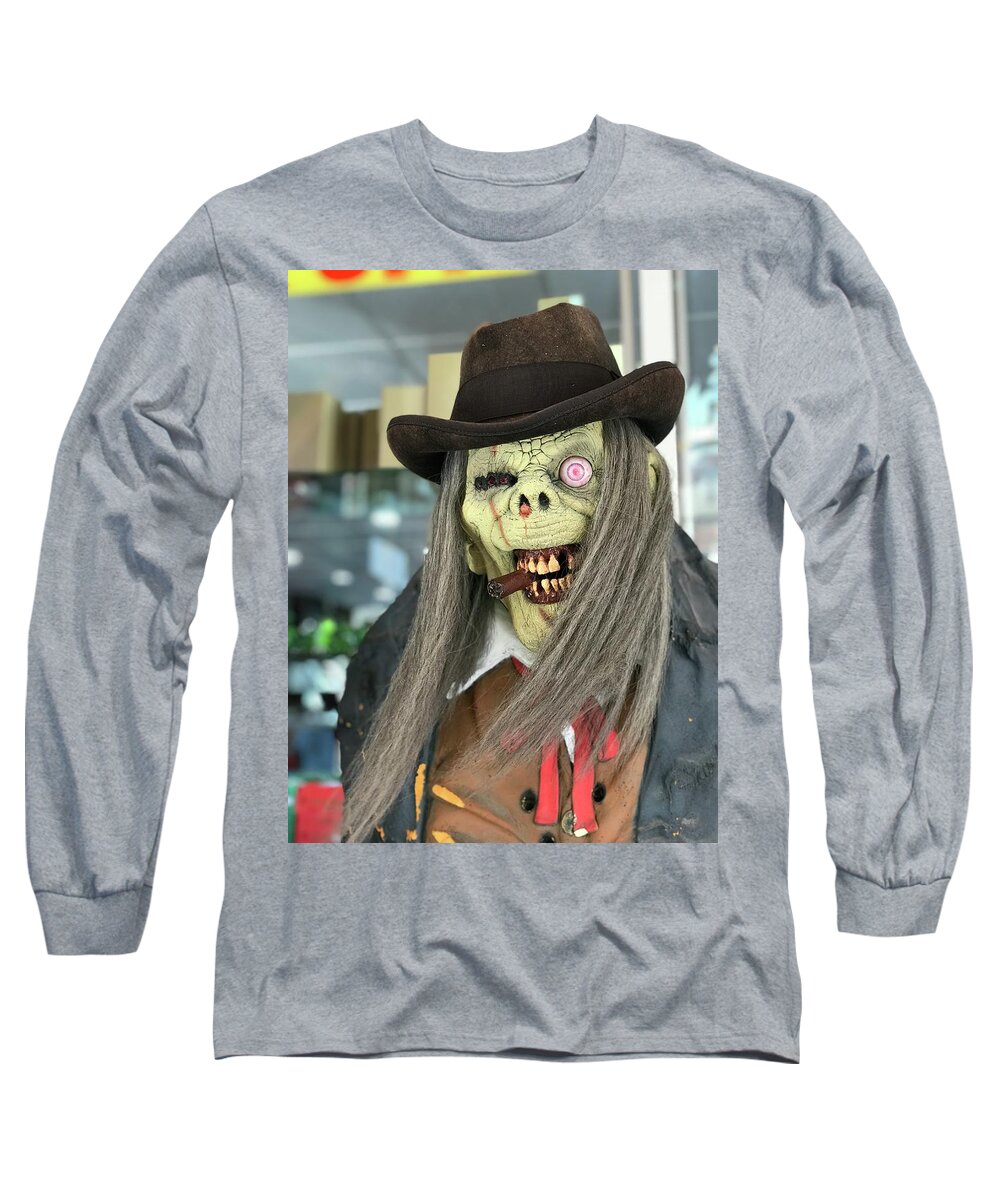 Zombie Living Dead Halloween Ghoul Haunted Long Sleeve T-Shirt featuring the photograph Zombie by Nora Martinez