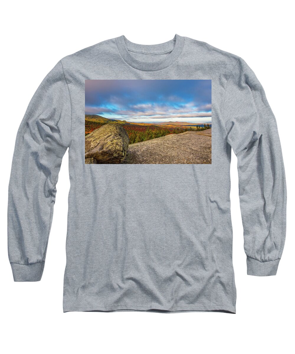 New Hampshire Long Sleeve T-Shirt featuring the photograph Autumn Erratic, Middle Sugarloaf. #1 by Jeff Sinon