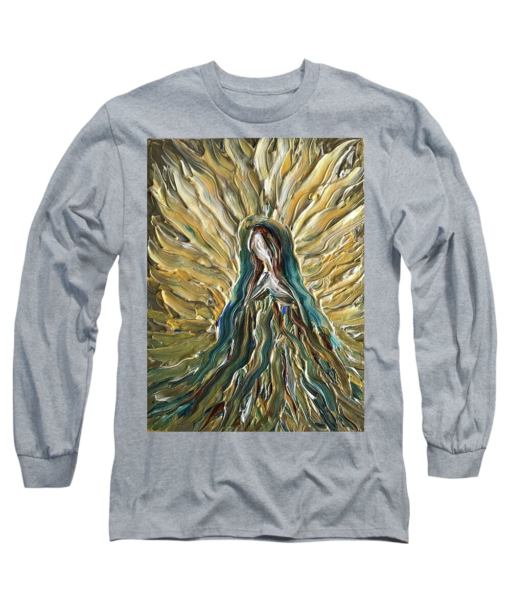 Divine Long Sleeve T-Shirt featuring the painting Divine Mother #1 by Michelle Pier