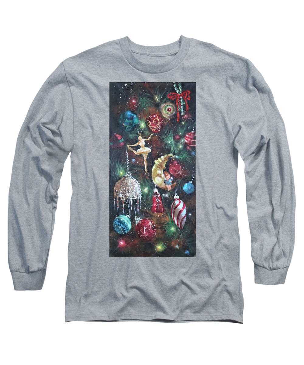  Christmas Ornaments Long Sleeve T-Shirt featuring the painting Favorite Things by Tom Shropshire