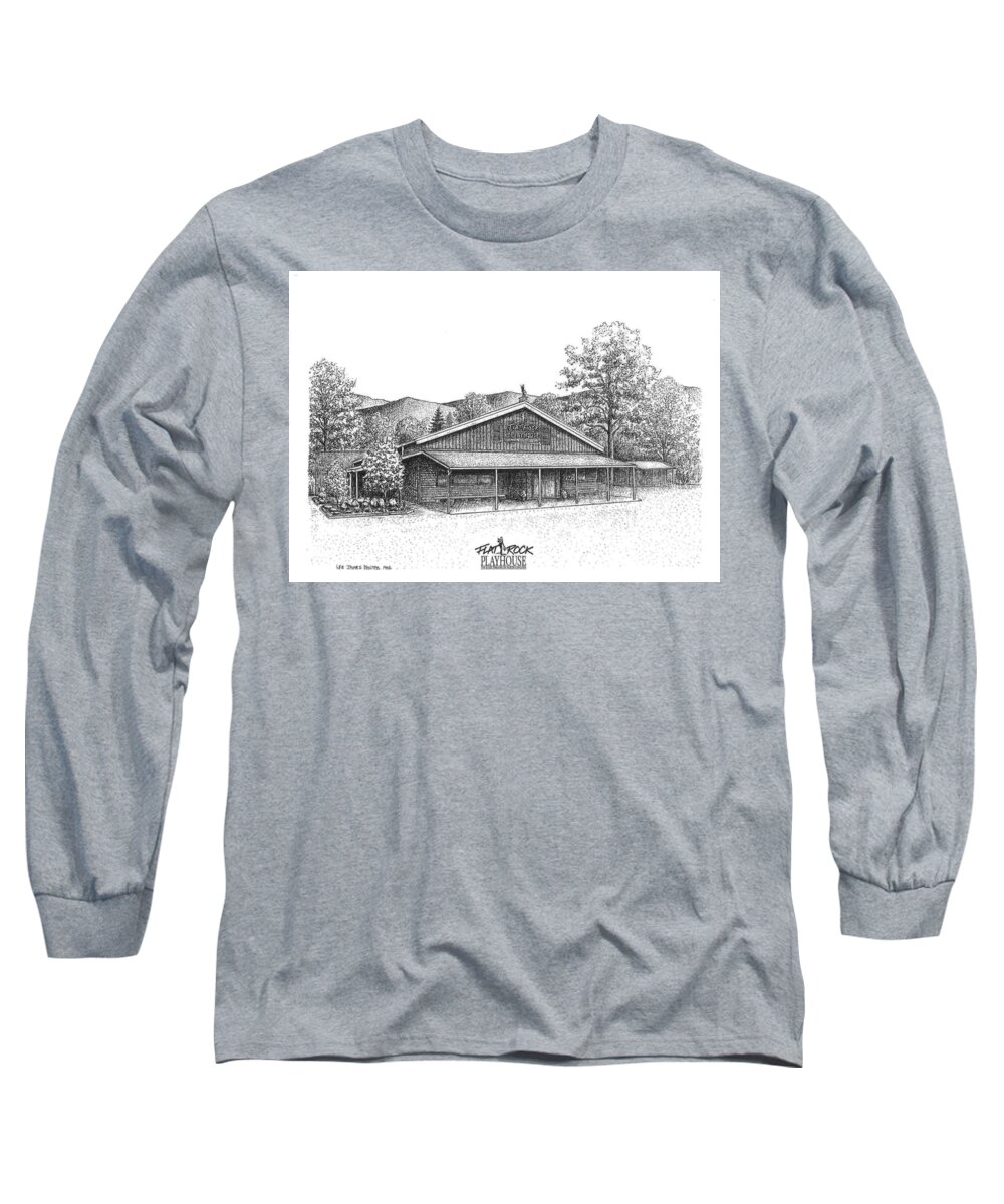  Long Sleeve T-Shirt featuring the drawing Flat Rock Playhouse #1 by Lee Pantas