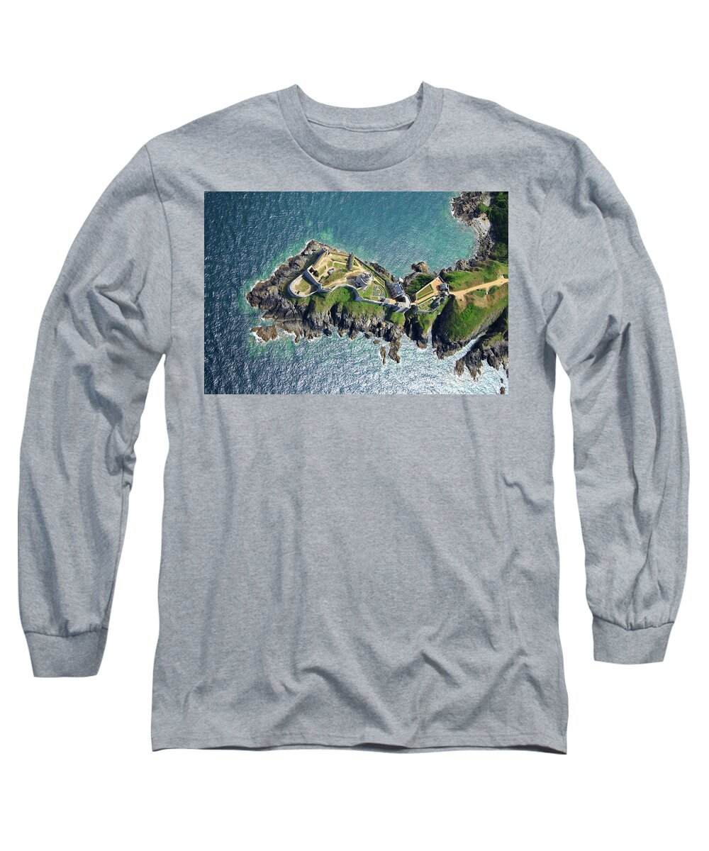 Aerial Long Sleeve T-Shirt featuring the photograph Fort-la-Latte by Frederic Bourrigaud