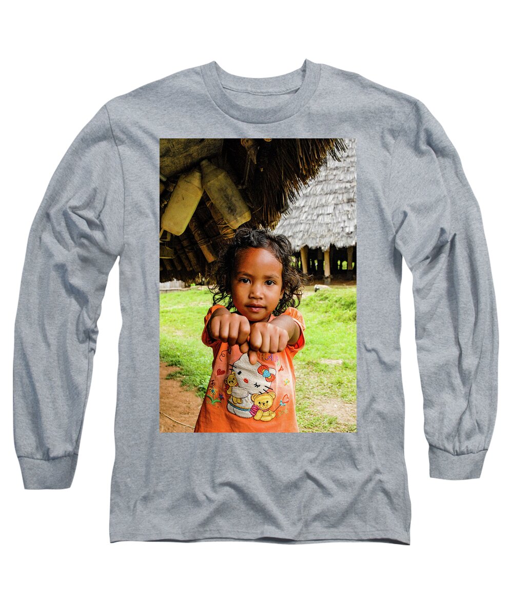 Wae Rebo Long Sleeve T-Shirt featuring the photograph Child's Play - Wae Rebo Village. Flores, Indonesia by Earth And Spirit