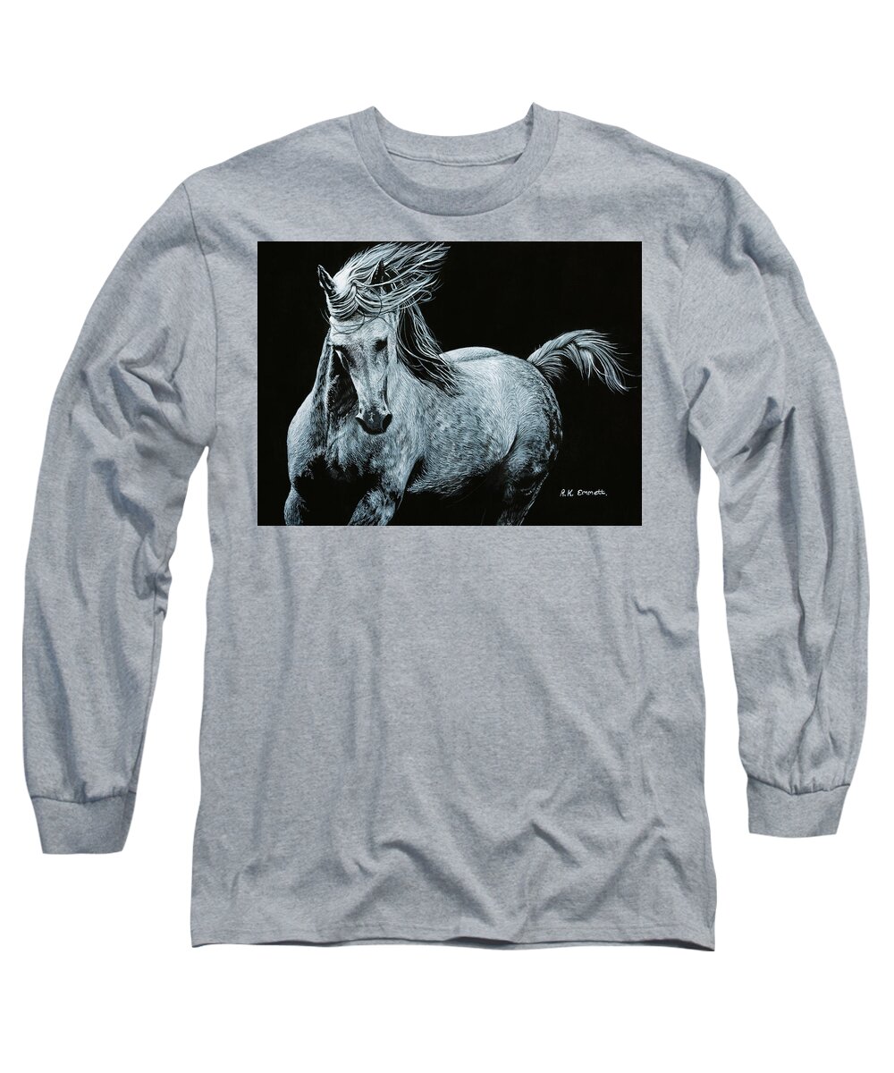 Horse Long Sleeve T-Shirt featuring the painting Majestic #1 by Rachel Emmett