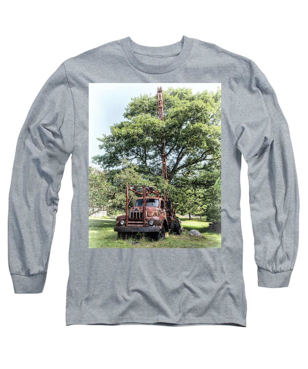 Oak Island Long Sleeve T-Shirt featuring the photograph Oak Island Drill truck by Connie Publicover
